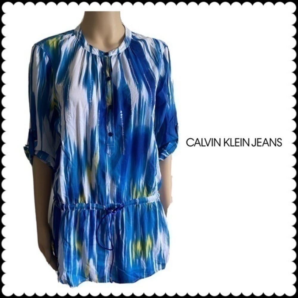 Calvin Klein Jeans Abstract Self Tie Tunic Top